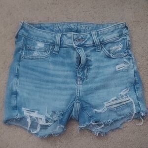 American Eagle Outfitters Blue Distressed Jean Shorts
